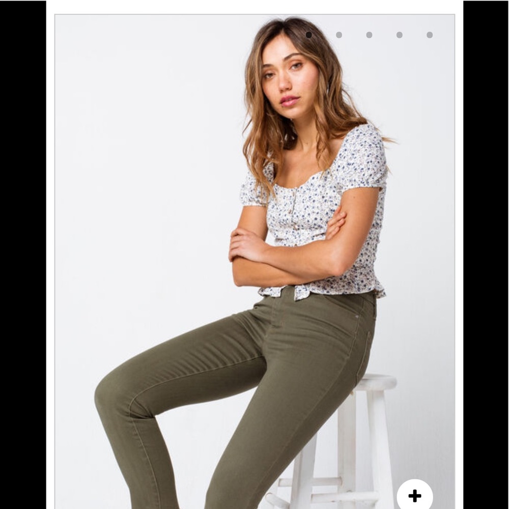 Jessica Simpson Olive Green Khaki Super Stretchy Skinny Ankle Jeans - Picture 3 of 9